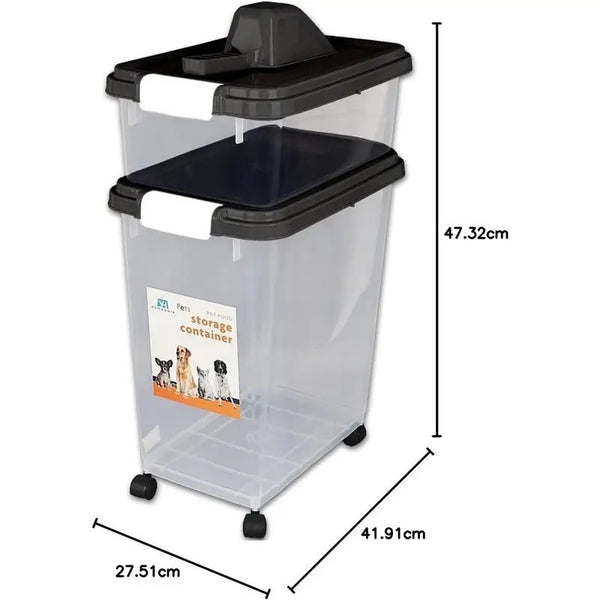 Prime Paws 3-Piece Pet Food Storage Container – Airtight Pet Food Container with Plastic Measuring Scoop, Dry Food Dispenser for Pets, Dogs, Cats, and Animals