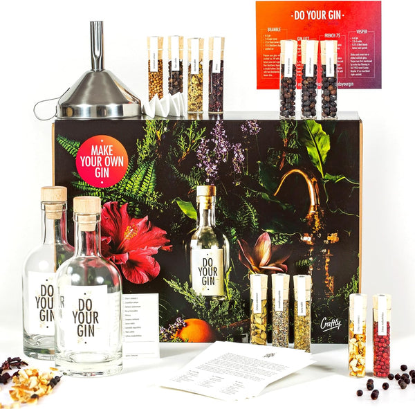 DO YOUR GIN L DIY Gin-Making Infusion Kit | Cocktail Kit | Bartender Gift Basket | Birthday Gifts for Men, Women for Him & Her | Alcohol Gift | 12 Botanicals, Bottles & Recipes
