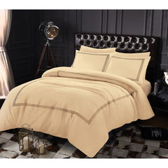 Embroided Baratta Stitch Duvet Cover Set with Matching Pillowcases - Ultra-soft Brushed Microfibre – Chic & Modern Design – Easy Care & Machine Washable