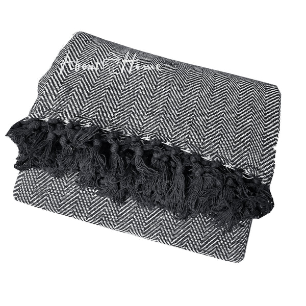 Cotton Herringbone Sofa Throw Blanket 260x260cm (perfect for KING sized bed) – Soft, Cozy & Warm Bed or Sofa Blanket, 13 Colours, Machine Washable, Hypoallergenic, Perfect Gift for Home or Travel