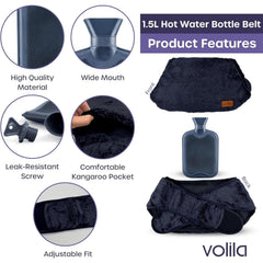 Wearable Hot Water Bottle Belt 1.5L – Wrap Around Hot Water Bottle for Period Pain Relief, Back Pain & Cramps – Adjustable & Washable