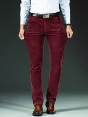 Men's Four-Season Corduroy Slim Fit Straight-Leg Casual Trousers