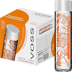 Voss Tangerine and Lemongrass Sparkling Water Flavoured Carbonated Spring Water Bottles Pack of 12 x 375ml