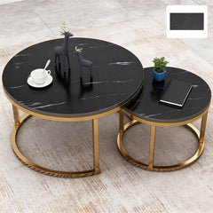 Nesting Coffee Tables Set of 2 Round Stacking Sofa Side Tables for Living Room
