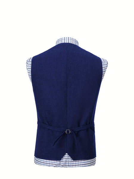 Men'S Vest Wool Blend Herringbone Vintage Men'S Fashion Vest, Groom Best Man Formal Wedding Party Casual Vest