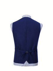 Men'S Vest Wool Blend Herringbone Vintage Men'S Fashion Vest, Groom Best Man Formal Wedding Party Casual Vest