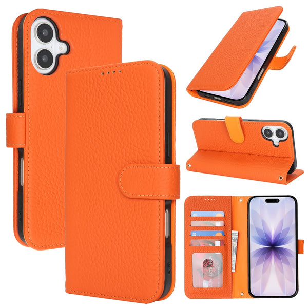 Phone Case: Magnetic Closure Genuine Leather Wallet Case for iPhone 17 Series RFID Blocking 4 Card Slots Premium Protection for 17 Pro Max 17 Air 17 Pro