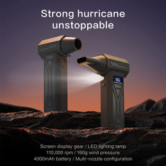 110000 RPM Portable Turbo Fan for Car Cleaning, 4-Speed Wireless Blower | 4000mAh USB-C Rechargeable | Portable Violent Handheld Dusting, Air Buster, Snow Removal, Cooling, Camping, Computer/Keyboard Cleaning - Best Holiday Birthday Gift