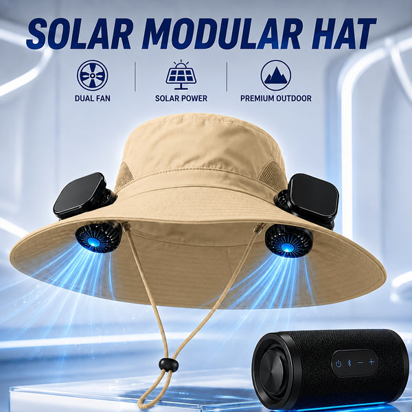 Fan Hat for Men And Women, Solar Wide Brim Sun Hat with Dual Cooling Fans, Adjustable Airflow Outdoor Hat for Summer Travel, Gardening, Hiking, Camping And Yard Work
