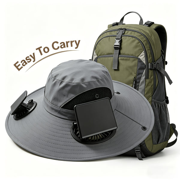 Breathable Wide Brim Fan Hat, Solar Powered Dual Fans, USB Charging, Outdoor Cooling Fisherman Hat for Summer Activities