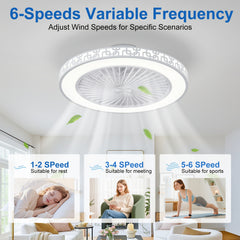 Silent Ceiling Fan with Light And Remote Control 6 Speeds And Wind Reversible Dimmable LED Ceiling Fan Light with Remote Control for Living Room Bedroom Dining Room