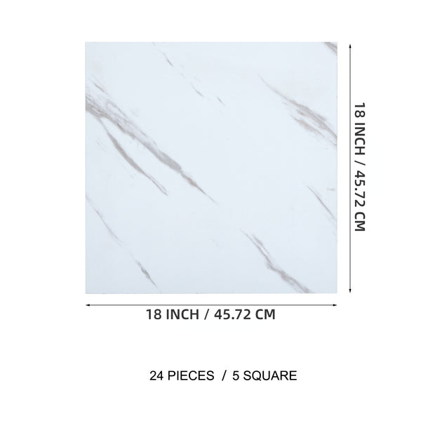 5m² 24pcs PVC Marble Effect Peel and Stick Flooring Planks Flooring Stickers Silent Tile Floorboard Self-adhesive Floor Tiles 2mm Thick Wear-resistant Layer 0.07mm, Waterproof Plank Wall Plank Simulated for Bedroom Kitchen Living Room 18 X 18 Inch 5m²
