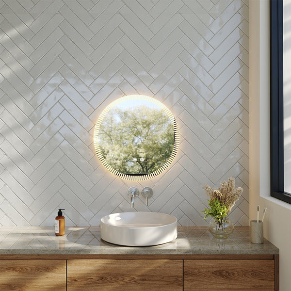 Round Wall-Mounted Bathroom Makeup Mirror, Frameless Glass Vanity Mirror for Hallways, Bathroom Accessories, Ideal Decorative Piece for Bedrooms, Dressing Rooms and Bathroom Vanity Units