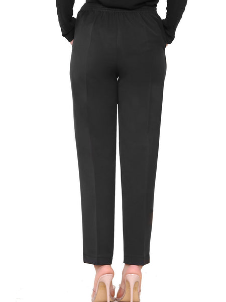 Women Trousers Stretchy Lightweight Finely Stitched Half Elasticated Pull Up Work Formal Pants Inside Leg 27 inches