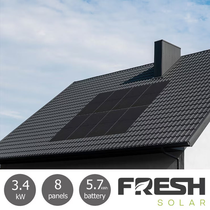 Fresh Solar 3.4Kw Solar PV System [8 Panels] with 5.76Kw Fox Battery - Fully Installed