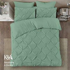 K&A® Pintuck Pinch Pleat Duvet Cover Set with Zipper Closure including Pillowcase – Ultrasoft Brushed Microfiber – Easy Care & Machine Washable