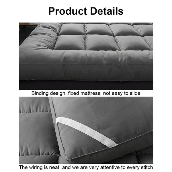 Extra Thick Grey Mattress Topper 4-Inch / 10cm Hotel Quality Deep Fitted Mattress Pad with Corner Elasticated Straps Quilted Box Stitch Breathable All-Season Comfort Single Double Small Double King Super King
