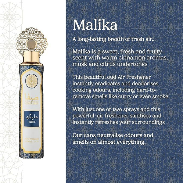 Dubai Luxury Air Freshener Set 4×300 ml — Amal • Emaan • Malika • Oud | Long-Lasting Natural Oil Spray for Home, Kitchen, Office, Car, and Bathroom