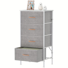 Modern 4-Drawer Dresser Storage Cabinet with Metal Frame & MDF Wood - Grey Spacious Dresser with Anti-Tip Safety & Adjustable Feet, Assembly, Standalone Furniture Unit Suitable for Bedroom or Living Room (17.7” X 11.8” X 35.8”)