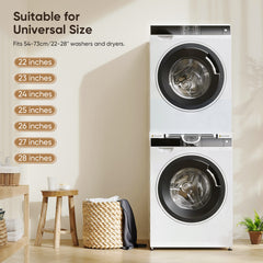 Universal Stacking Kit for Washer and Dryer, Adjustable Stacking Shelf Kit with Sliding Shelf for 51-76 cm Washer Dryer Intermediate Frame Stacking Bracket Kit with Ratchet Ropes