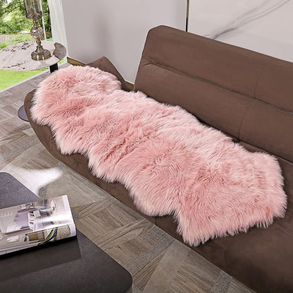 Soft Faux Australian Wool Decorative Pad (60x180cm) – Multifunctional Soft Plush Sofa Cushion, Bay Window Mat & Irregular Rug for Warm Indoor Spaces