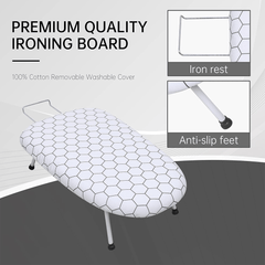 A Compact, Foldable Ironing Board Measuring 66X40Cm, Easy to Store And Lightweight, Making It Ideal for Small Living Spaces Like Apartments And Dorms. It Features Adjustable Height for Convenience