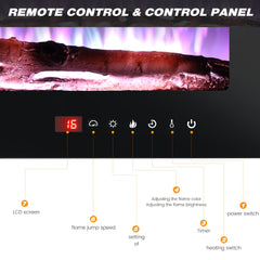 2-Stage Heater with Large Ventilation Holes | 2 Control Modes, 20 Mixed Flames, 5 Brightness Levels, Overheat Protection, 5-Level Flame Adjustment, Timer Function, Square Shape, 220V-240V, British Specification Plug, Brand: Oyajia