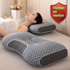 1/2PCS Soft Knitted Cotton Massage Neck Pillow, Suitable For Sleep, Soft, Adjustable Ergonomic Contour Support Pillow, High-quality Pillow Core, Detachable Pillowcas