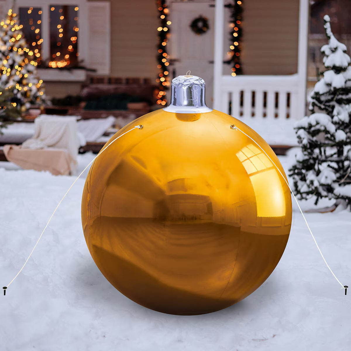 5 Ft Lumations Inflatable Giant Christmas Ornament in Gold