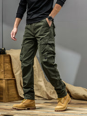 Men's Casual Cargo Pants, Multi-pocket, All-season American Street Style Loose Straight-leg Pants,  Blend, Machine Washable, Suitable for Casual Wear, Practical Workwear, Leisure Cargo Design, for Daily Outings and Travel
