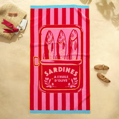 Oversized 100% Cotton Pink Sardine Beach Towel