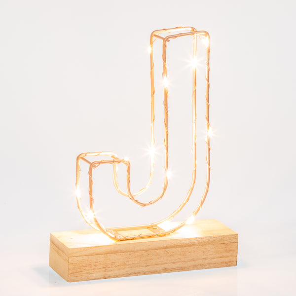 Light Up Letter | LED Alphabet Wire Frame Letter Lights | Rose Gold Copper Initials | Personalised Lighting | Battery Powered | For The Office Living Room Bedroom | Gift For Her