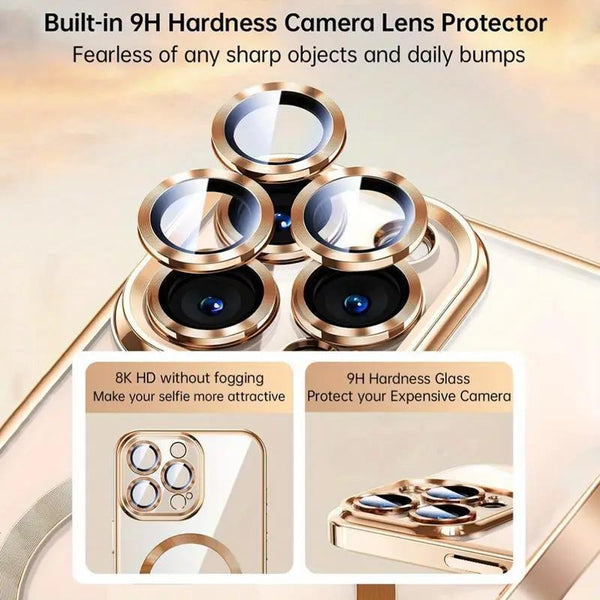 Magnetic Phone Casefor iPhone 14, 14 plus, 14 Pro, 14 Pro Max Titanium Metallic Color Luxury Phone Case Support Wireless Charging with Lens Protector Shockproof Clear Cover