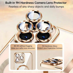 Magnetic Phone Casefor iPhone 12, 12 Pro, 12 Pro Max Titanium Metallic Color Luxury Phone Case Support Wireless Charging with Lens Protector Shockproof Clear Cover