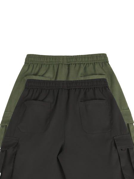 2pcs Men'S Cargo Shorts, Drawstring Waist Multi-Pocket Men'S Shorts