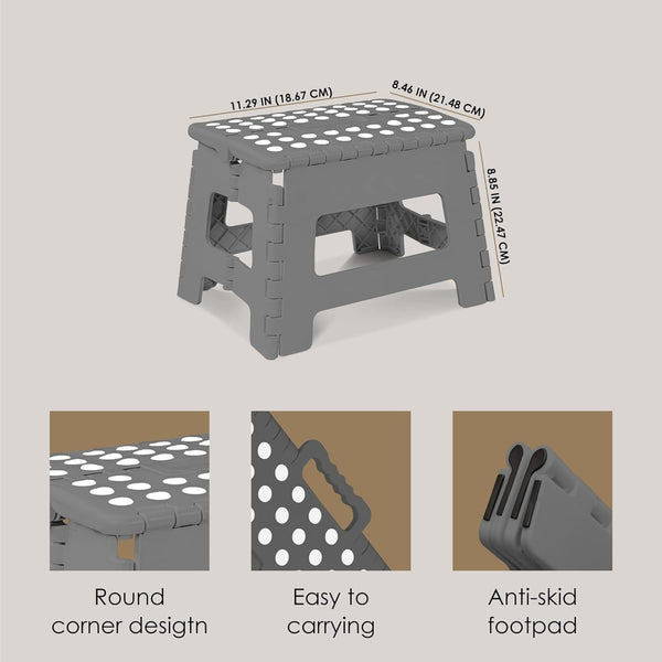 9 Inch Folding Step Stool With Carry Handle & Anti Skid Footpad | Foldable & Collapsible Step Stool