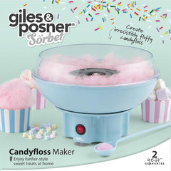 Giles & Posner EK2641GSBL Candy Floss Maker – Cotton Candy Sweet Machine, Retro Carnival Funfair Style Machine for Kids, Parties, Home, Fun Snacks Treat Maker, Portable, Includes Candy Sticks, Blue