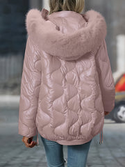 Women's Winter Jacket with Hood & Collar - Puffer Coat, Elegant Warm Outerwear for Cold Weather, Hand Washable Coats (No Belt/Hem Adjustments) - Casual to, Winter Coats For Women,