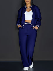 533 2 European and American Style Outgoing Party Casual Vacation Style Pocket Women's Set, Women's Pants Set