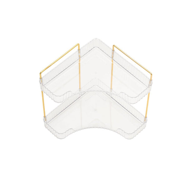 Corner Space Utilization Storage Rack Golden 17.5*12*31.5cm, Square Transparent Two-Tier Bathroom Countertop Rack, Bathroom Shelf, Countertop Storage Organizer