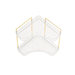 Corner Space Utilization Storage Rack Golden 17.5*12*31.5cm, Square Transparent Two-Tier Bathroom Countertop Rack, Bathroom Shelf, Countertop Storage Organizer