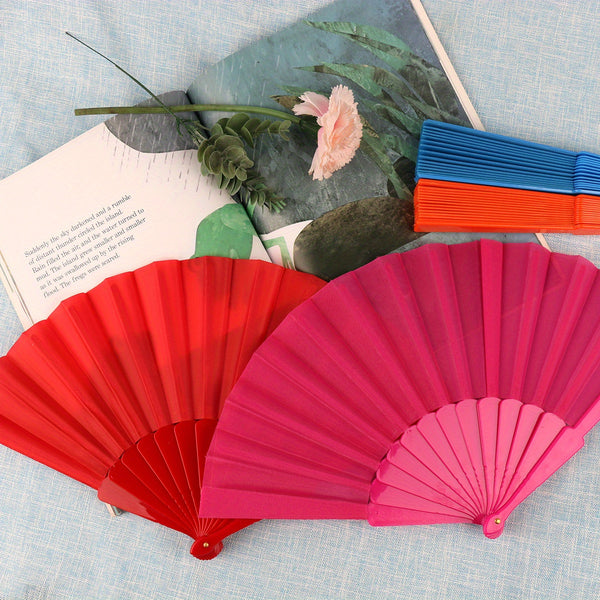 2Pcs Hand Fan Held Portable Spanish Dances Fabric Folding Party Wedding Gift