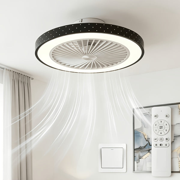 LED Ceiling Fan with Light And Remote, Ceiling Lamp with Fan, Low Profile, 6 Speeds, 3 Colors, 2 Control Modes, Fan Lamp, for Bedroom, Living Room, Dining Room, Kitchen, Office