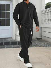 Men's 2pcs Set: Long-Sleeve Shirt and Drawstring Pants - Clean, Comfortable, Breathable