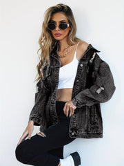 Women's Ripped Wide-Leg Denim Jacket