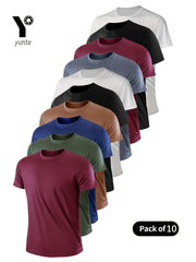 10pcs Wine Red, Army Green, Navy Blue, Khaki, Black, White, Gray, Wine Red, Black, White Mixed Colors, Ultra-Light Men's Crewneck T-Shirt - Quick-Dry, Breathable, Moisture-Wicking Shirt for Fitness, Gym, and Running, Lightweight and Comfortable