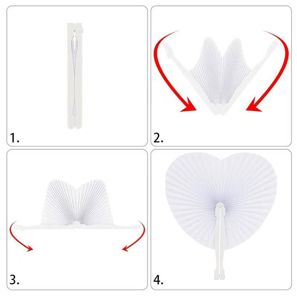 10/30pcs White Heart Accordion Paper Fans Wedding Party Decorations