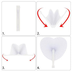 10/30pcs White Heart Accordion Paper Fans Wedding Party Decorations