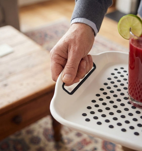 2-Pack Non-Slip Rectangular Plastic Serving Tray – High-Grip Surface, Easy-Hold Handles