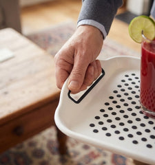 2-Pack Non-Slip Rectangular Plastic Serving Tray – High-Grip Surface, Easy-Hold Handles